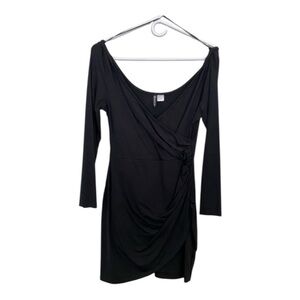 H&M Black Asymmetrical Long Sleeve Bodycon Dress